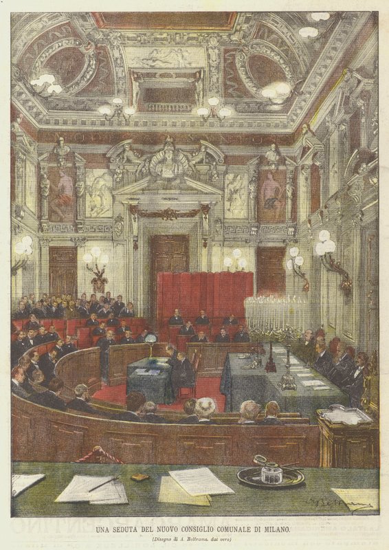 Una seduta del nuovo consiglio comunale di Milano da Achille Beltrame