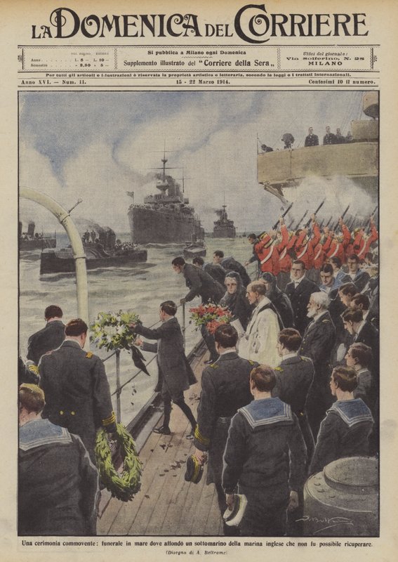 Funerale in mare dove affondò un sottomarino della marina inglese da Achille Beltrame