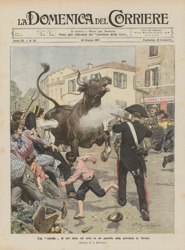Una corrida di tori fatta sul serio in un paesello della provincia di Novara da Achille Beltrame