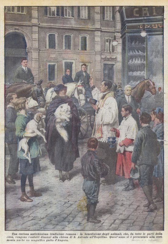 Una curiosa antichissima tradizione romana, la benedizione degli animali da Achille Beltrame