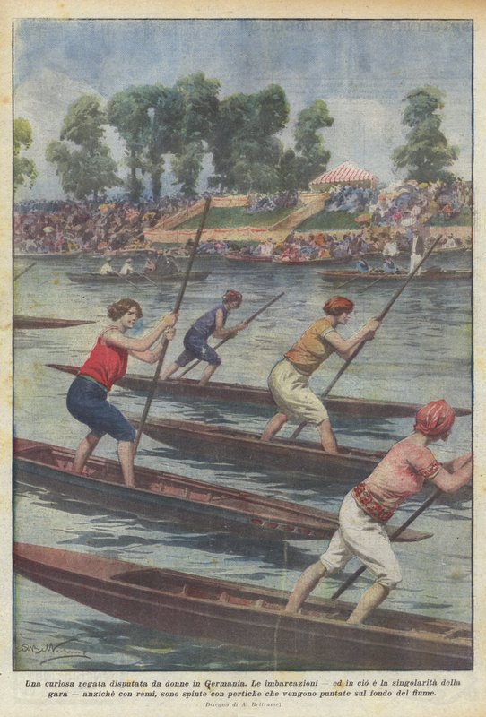 Una curiosa regata disputata da donne in Germania da Achille Beltrame