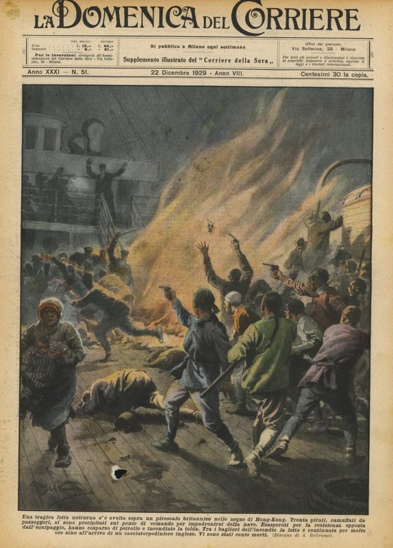 Una tragica lotta notturna si è svolta sopra un piroscafo britannico nelle acque di Hong-Kong da Achille Beltrame