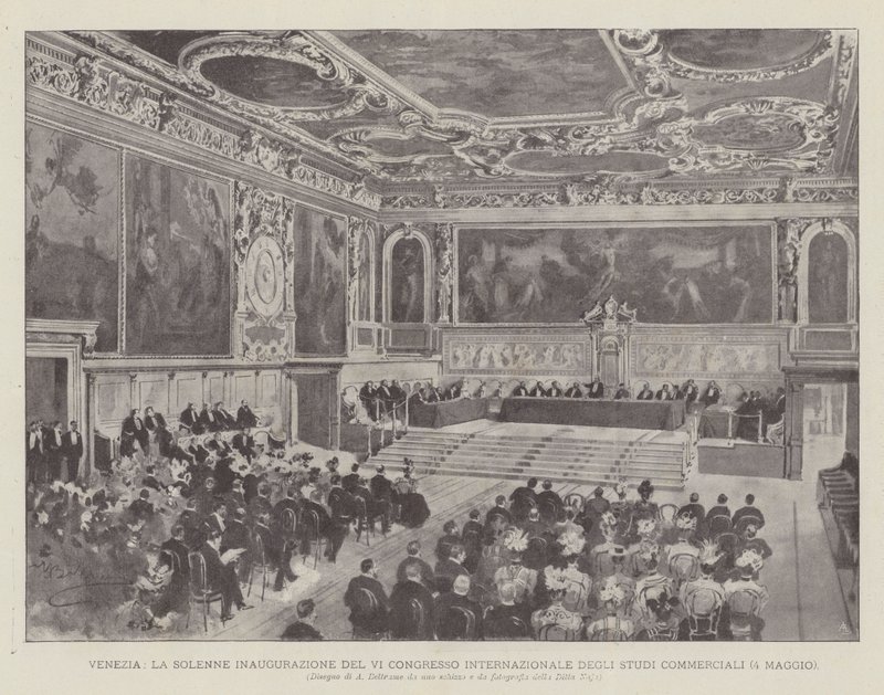 Venezia, la solenne inaugurazione del VI Congresso Internazionale degli Studi Commerciali (4 maggio) da Achille Beltrame