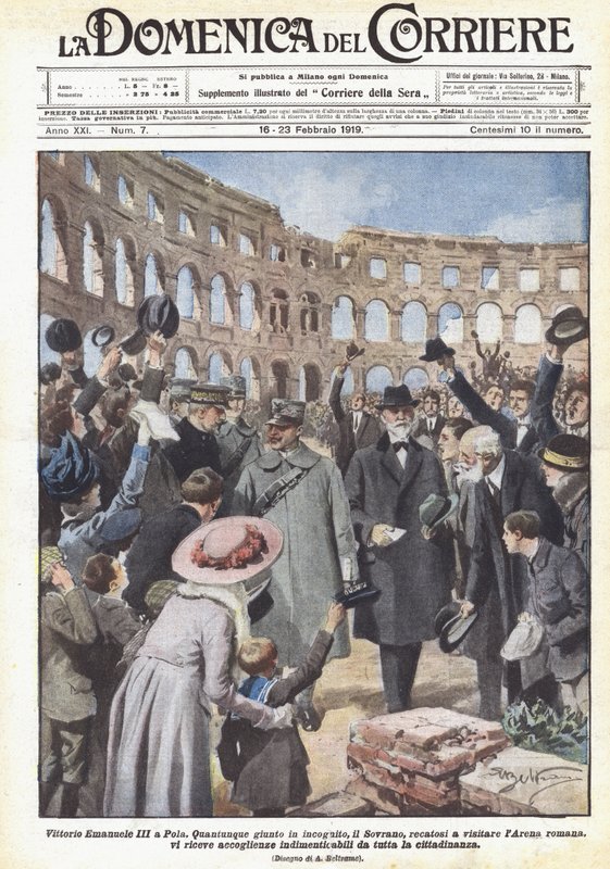 Vittorio Emanuele III a Pola da Achille Beltrame