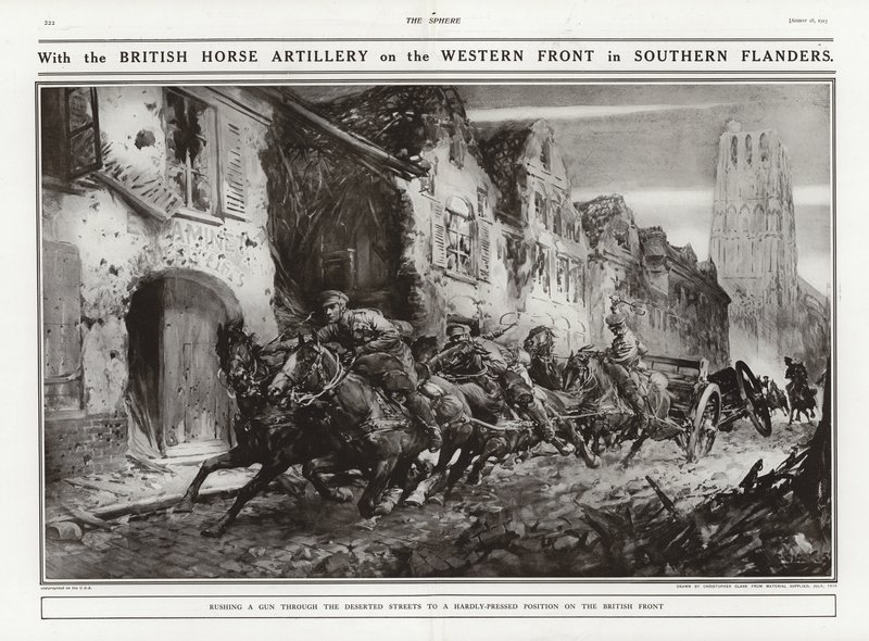 Artiglieria a cavallo britannica sul fronte occidentale nelle Fiandre meridionali, Prima Guerra Mondiale da Addison Thomas Millar