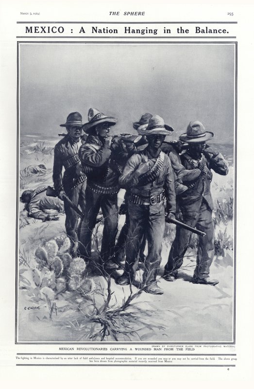 Rivoluzionari messicani che trasportano un ferito dal campo, 1914 da Addison Thomas Millar