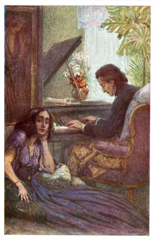 Musicista e compositore, Frederic Chopin, con George Sand di Adolf Karpellus da Adolf Karpellus