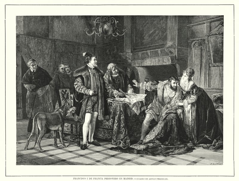Re Francesco I di Francia imprigionato a Milano dopo la sua sconfitta alla battaglia di Pavia da Adolph (after) Treidler