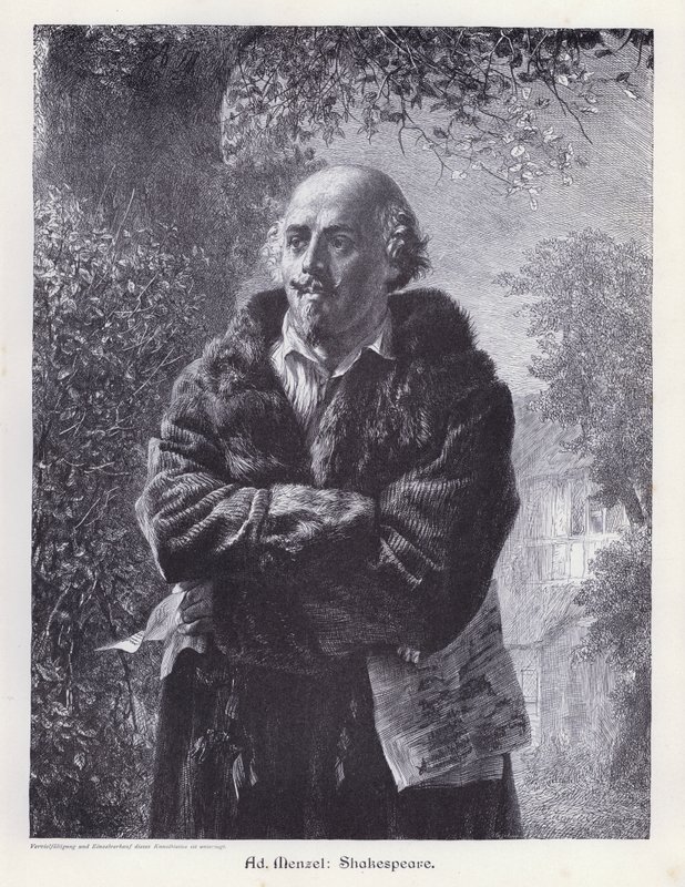 William Shakespeare, drammaturgo inglese da Adolph Friedrich Erdmann von (after) Menzel