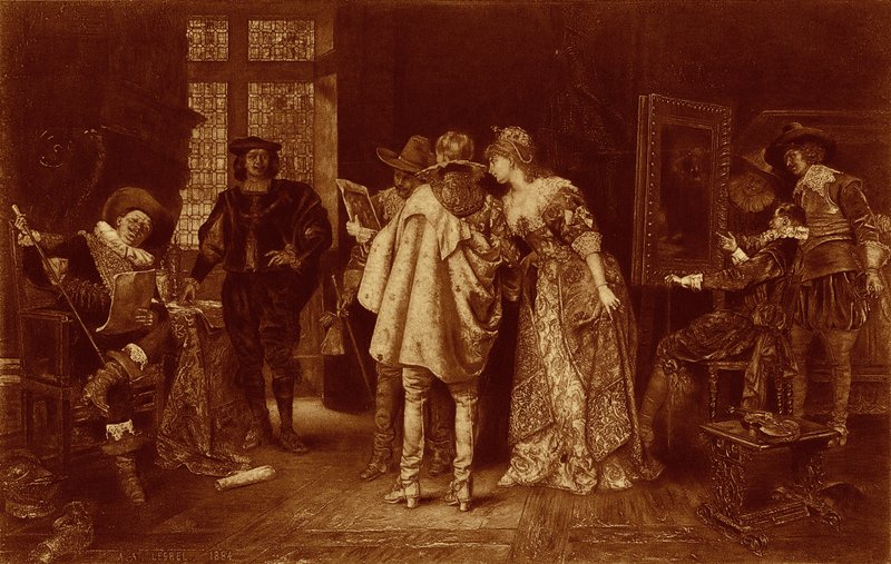 Conoscitori nello studio di Rembrandt, illustrazione da 