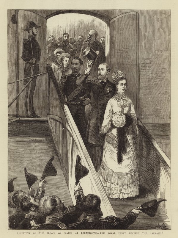 Accoglienza del Principe di Galles a Portsmouth, il gruppo reale lascia il Serapis da Adrien Emmanuel Marie