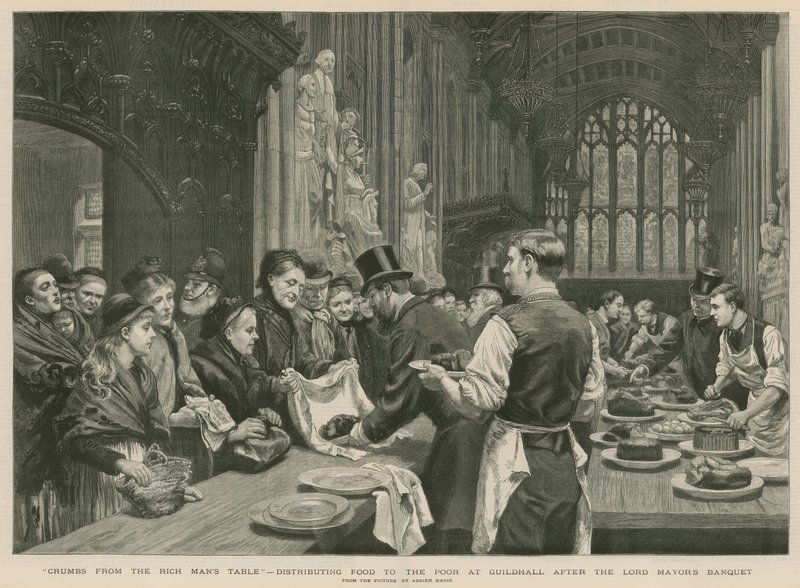 Distribuzione di Cibo ai Poveri alla Guildhall dopo il Banchetto del Lord Mayor da Adrien Emmanuel Marie