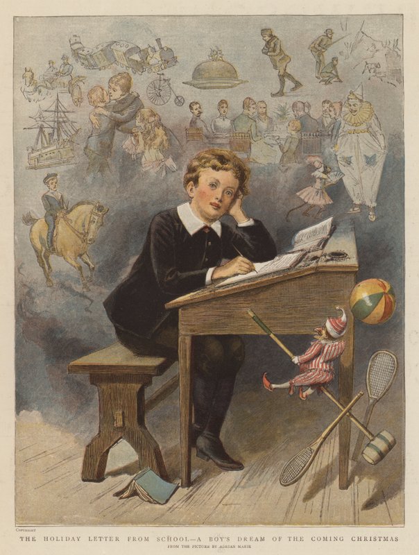 La lettera delle vacanze dalla scuola, il sogno di un ragazzo del prossimo Natale da Adrien Emmanuel Marie