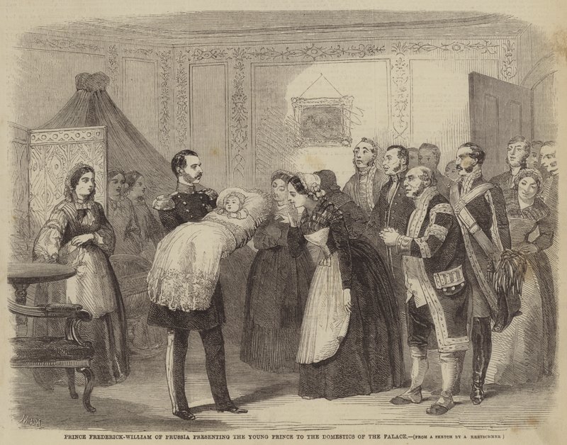 Il principe Federico Guglielmo di Prussia presenta il giovane principe ai domestici del palazzo da Albert Kretschmer