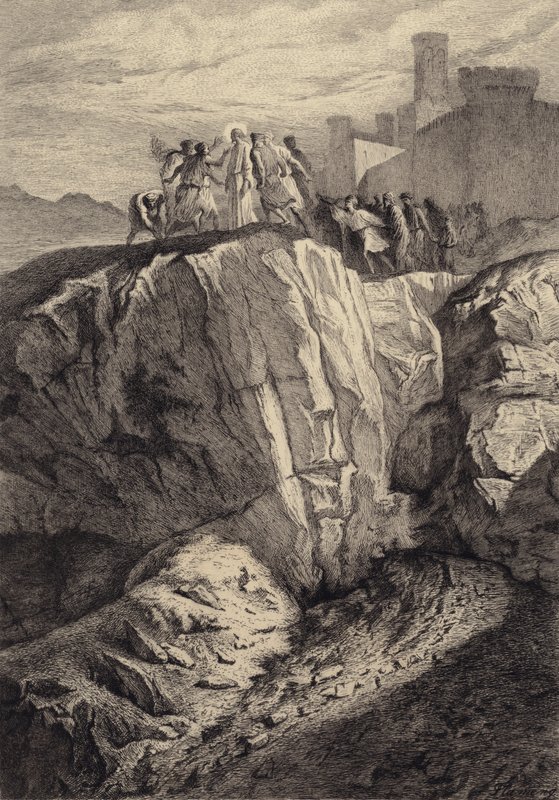 Gesù cacciato da Nazareth da after Albert Robida