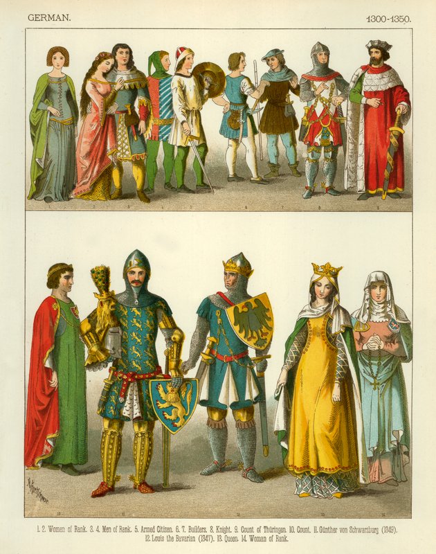Costume tedesco 1300-1350 da Albert Kretschmer