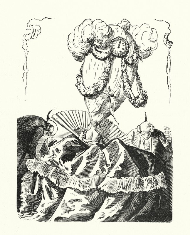 Acconciatura femminile assurda da Albert Robida