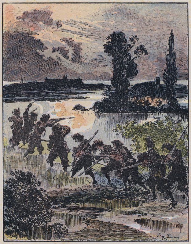 Illustrazione per Le Capitaine Bellormeau di A Robida da Albert Robida