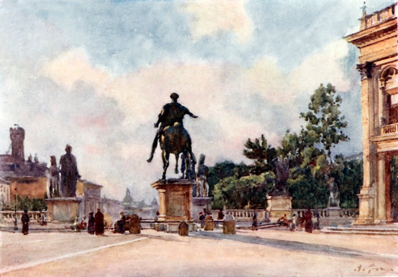 Statua di bronzo di Marco Aurelio sul Campidoglio da Alberto Pisa