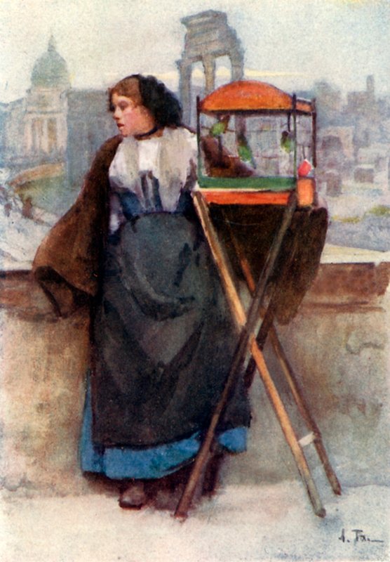 Ragazza che vende uccelli in Via del Campidoglio da Alberto Pisa