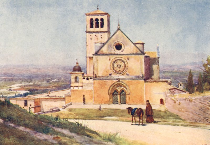 San Francesco, Assisi (litografia a colori) da Alberto Pisa