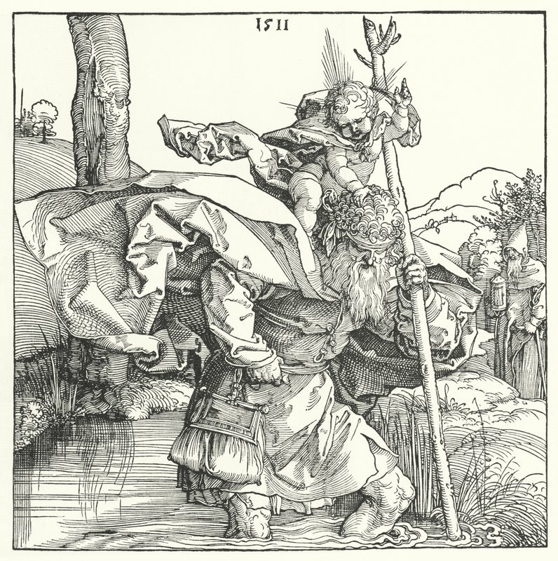 San Cristoforo che porta il Bambino Gesù da Albrecht (after) Durer or Duerer