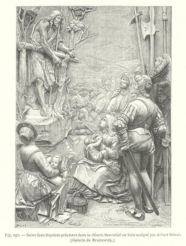 San Giovanni Battista predica nel deserto (incisione) da Albrecht (after) Durer or Duerer