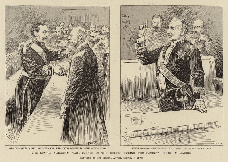 La guerra ispano-americana, scene nelle Cortes durante la crisi di gabinetto a Madrid da Alexander Stuart Boyd