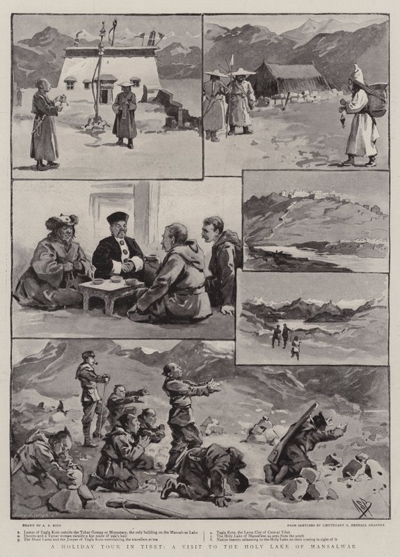 Un tour di vacanza in Tibet, una visita al Lago Sacro di Mansalwar da Alexander Stuart Boyd