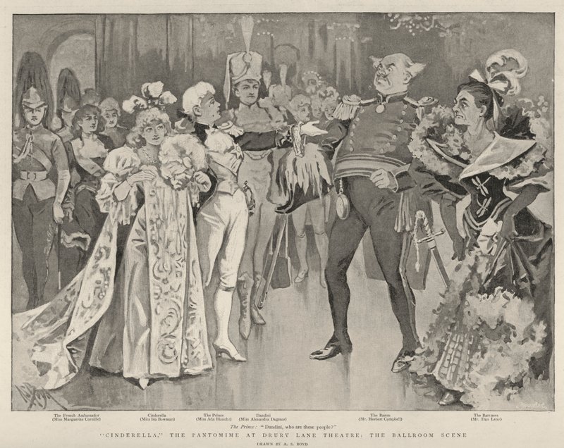 Cenerentola, il Pantomima al Drury Lane Theatre, la scena del ballo da Alexander Stuart Boyd