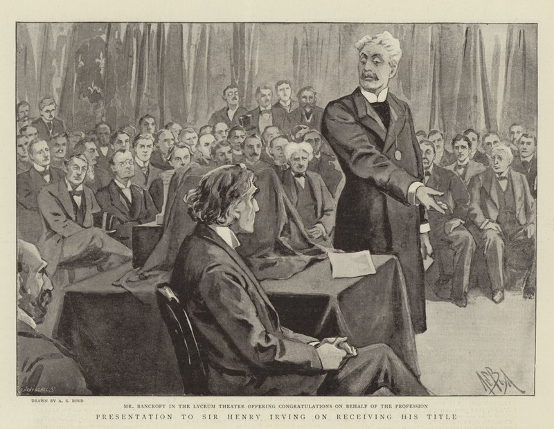 Presentazione a Sir Henry Irving per il conferimento del titolo da Alexander Stuart Boyd