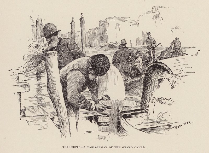 Traghetto, un passaggio del Canal Grande (incisione) da Alezzandro Zezzos
