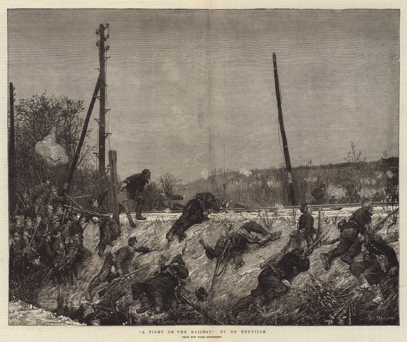 Una lotta sulla ferrovia da Alfred Brunel de Neuville