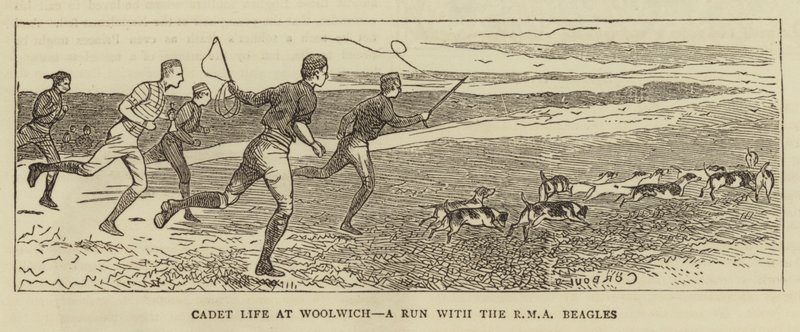 Vita da cadetto a Woolwich, una corsa con i Beagles della RMA da Alfred Chantrey Corbould