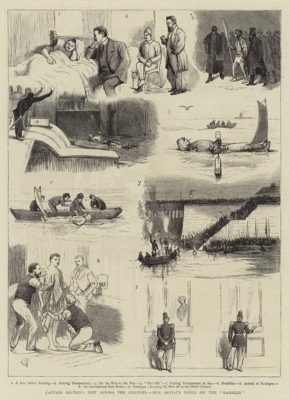 Il viaggio del capitano Boyton attraverso il Canale, appunti del nostro artista sul Rambler da Alfred Chantrey Corbould