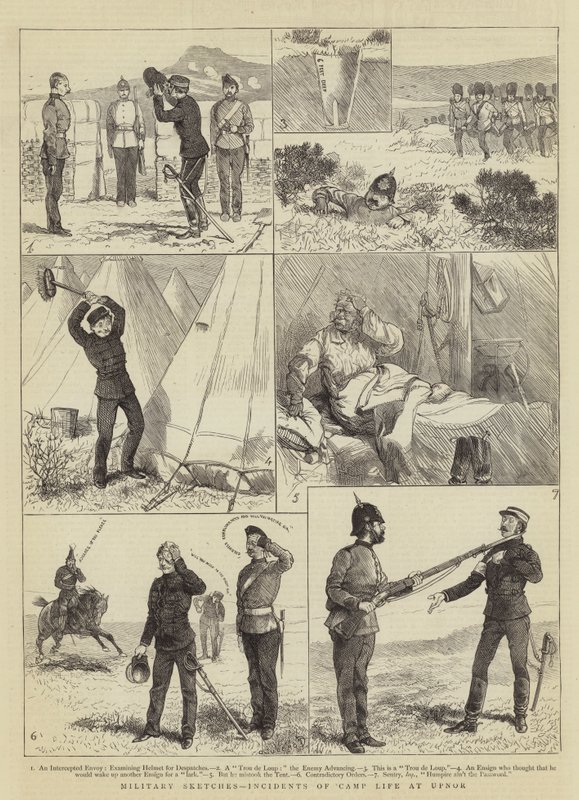 Schizzi militari, incidenti della vita da campo a Upnor da Alfred Chantrey Corbould
