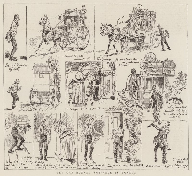 Il fastidio dei corridori di taxi a Londra da Alfred Chantrey Corbould