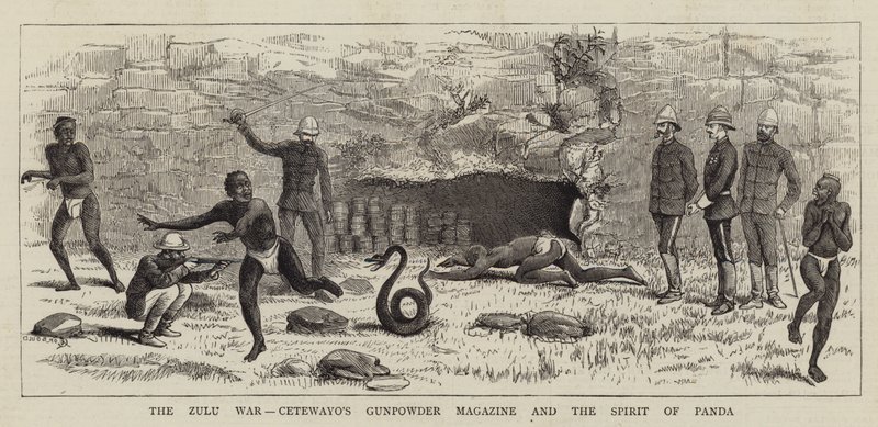 La guerra Zulu, il magazzino di polvere da sparo di Cetewayo e lo spirito di Panda da Alfred Chantrey Corbould