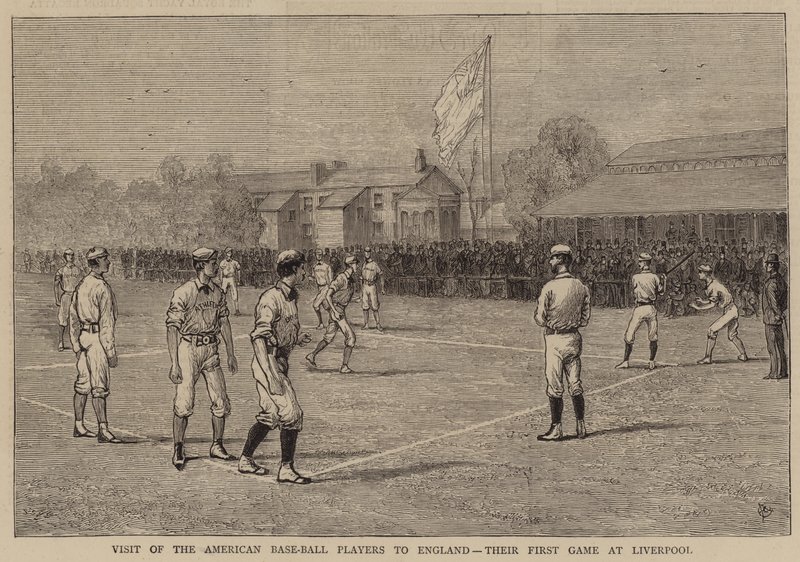 Visita dei giocatori di baseball americani in Inghilterra, la loro prima partita a Liverpool da Alfred Chantrey Corbould