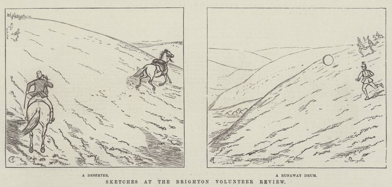 Schizzi alla recensione dei volontari di Brighton da Alfred Crowquill