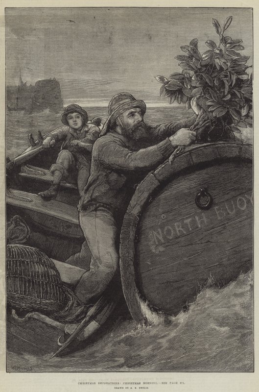 Decorazioni natalizie, mattina di Natale da Alfred Edward Emslie