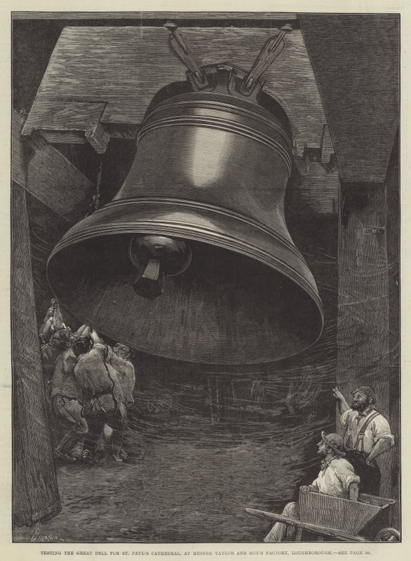 Test del Grande Campanile per la Cattedrale di San Paolo, presso la Fabbrica di Messers Taylor and Son, Loughborough da Alfred Edward Emslie