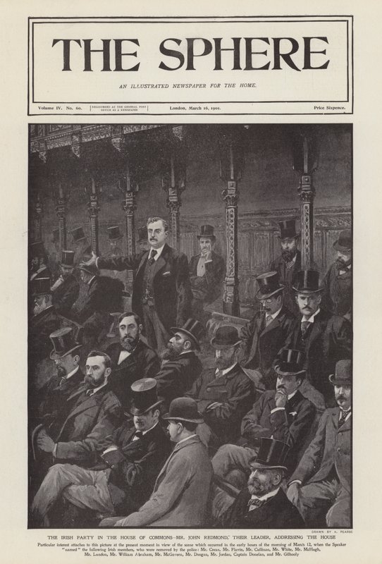 Il deputato irlandese John Redmond che si rivolge alla Camera dei Comuni da Alfred (after) Pearse