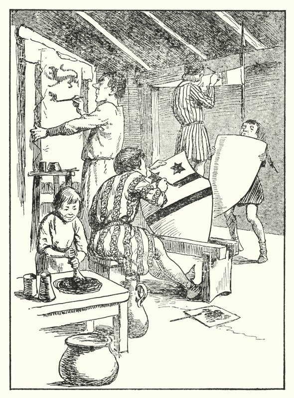 Merrie England: Dipingere scudi e sopravvesti da Alfred (after) Pearse