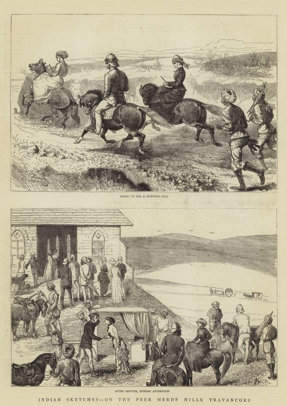 Schizzi indiani, sulle colline di Peer Merde, Travancore da Alfred Chantrey Corbould
