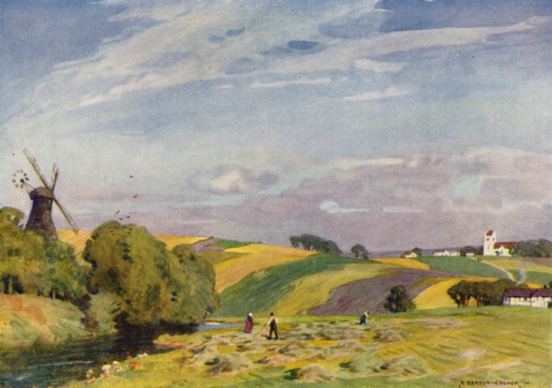 Danimarca: Un tipico paesaggio danese, Jutland meridionale da Alfred Heaton Cooper