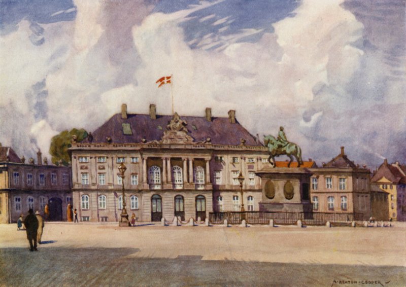 Danimarca: Copenaghen, Il Palazzo di Amalienborg da Alfred Heaton Cooper