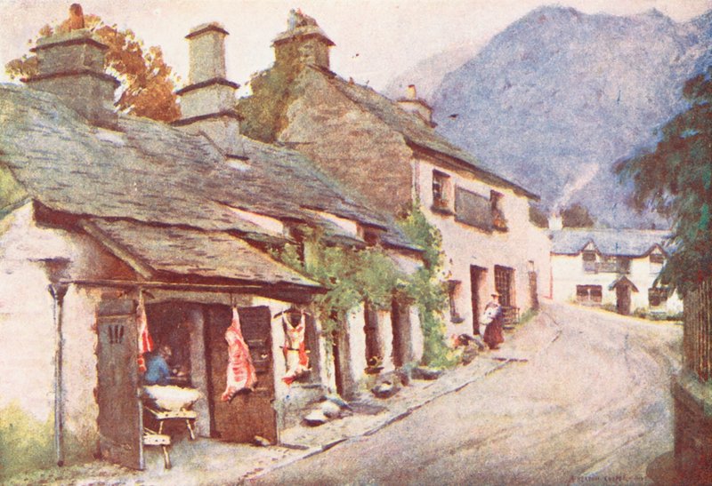 Distretto dei laghi: Coniston Village, il vecchio negozio del macellaio da Alfred Heaton Cooper