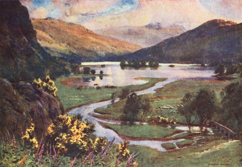 Distretto dei Laghi: Tramonto, Rydal Water da Alfred Heaton Cooper