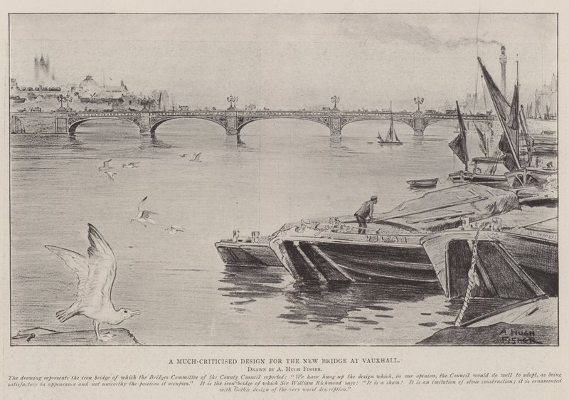 Un progetto molto criticato per il nuovo ponte a Vauxhall da Alfred Hugh Fisher